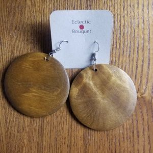 Medium Brown Disc Wood Earrings